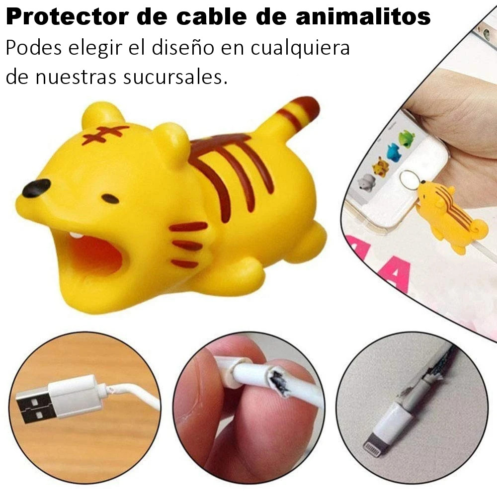 PROTECTOR DE CABLES DE CELULAR TIPO ANIMALITOS MICRO-USB IPHONE USB-C