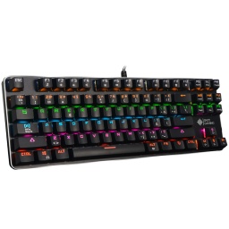 TECLADO MECANICO GAMER COMPACTO 87 TECLAS GAMING SHOT-919 LUCES LED RGB COLORES