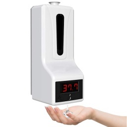 TERMOMETRO CORPORAL CON ALARMA IDEAL PARA COMERCIOS + DISPENSADOR DE ALCOHOL EN GEL AUTOMATICO