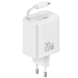 CARGADOR DE PARED USB-C CON CABLE USB TIPO C RETRACTIL 20W + PUERTO DE CARGA CARGA RAPIDA CC233