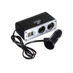 CARGADOR DERIVADOR AUTO DOBLE 12V + DOBLE USB BM-003