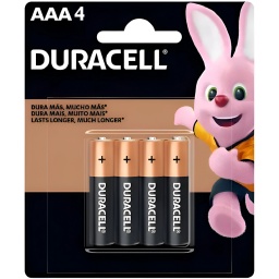 PILAS ALCALINAS DURACELL BLISTER PACK X4 AAA 1.5V  4 UNIDADES LR03