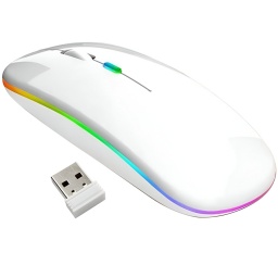 MOUSE INALAMBRICO RECARGABLE ILUMINADO LED RGB ULTRA FINO SLIM SUPER DELGADO 2.4GHZ