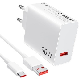 CARGADOR DE PARED 90W PUERTO USB TIPO A + CABLE USB-C CARGA RAPIDA ORIGINAL XIAOMI HYPERCHARGER