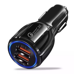 CARGADOR RAPIDO PARA AUTO DOBLE USB 2 FAST CHARGER QC 3.0