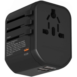 ADAPTADOR UNIVERSAL DE CORRIENTE + CARGADOR 1 USB-C PD 20W + 2 PUERTOS USB IDEAL PARA VIAJES