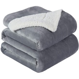 MANTA SUPER SUAVE DE 2 PLAZA COLOR GRIS Y CORDERITO 200 X 230 CM