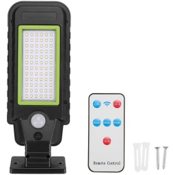 LUZ EXTERIOR FOCO SOLAR 60W 72 LEDS SENSOR FOTOCELULA + CONTROL REMOTO + TORNILLOS