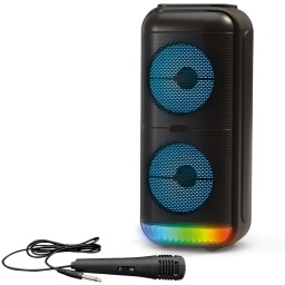 CAJA PARLANTE BLUETOOTH 6" X 2 / 10W X 2 MICROFONO KARAOKE LUCES RGB USB MEMORIA SING-E ZQS6227W