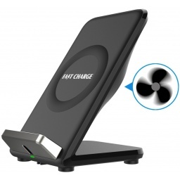 CARGADOR BASE INALAMBRICO DOCK QI CARGA RAPIDA CON VENTILADOR IPHONE SAMSUNG HUAWEI XIAOMI