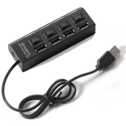 HUB USB 2.0 DE 4 PUERTOS ZAPATILLA CABLE 40 CM CON SWITCH O LLAVES