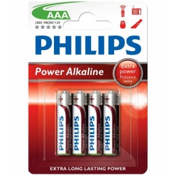 PILAS ALCALINAS PHILIPS BLISTER PACK X4 AAA 1.5V ROJAS