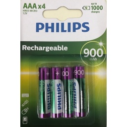 PILAS RECARGABLES AAA X4 950 MAH PHILIPS R03 1.2V