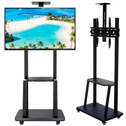 SOPORTE DE TV CON RUEDAS PARA USAR SOBRE PISO HASTA 75 CON MESA CANALERA O TV BOX