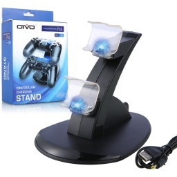 BASE DOCK DOBLE CARGADOR STAND SOPORTE CONTROL JOYSTICK PLAY 4 PS4