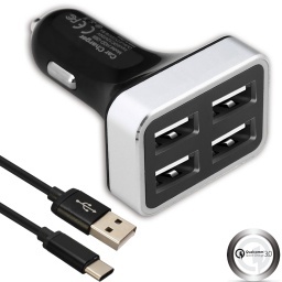 CARGADOR USB PARA EL AUTO 4 USB + CABLE USB-C TIPO C ESK