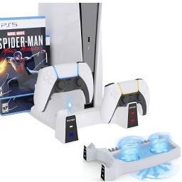 FAN COOLER BANDEJA DE VENTILACION + 2 BASE CARGA DE CONTROLES JOYSTICK PS5 PLAYSTATION 5