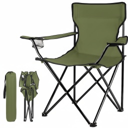 SILLA PLEGABLE IDEAL PARA PLAYA CAMPING PESCA POSABRAZOS POSAVASOS Y BOLSO DE TRANSPORTE - ROJO