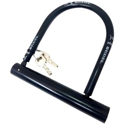 TRABA O TRANCA EN "U" LINGA DE ACERO CON LLAVE SEGURIDAD PARA MOTO BICICLETA MONOPATIN