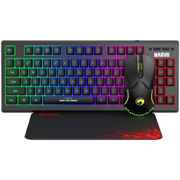 COMBO GAMER 3 EN 1 TECLADO ESPAOL + MOUSE + PAD LUCES LED RGB MARVO CM310