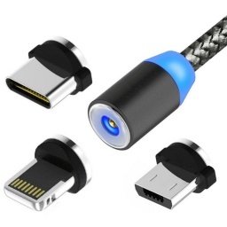 CABLE MAGNETICO DE CARGA LIGHTNING IPHONE MICRO USB USB-C TIPO C 3 EN 1
