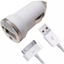 COMBO KIT CARGADOR USB AUTO + CABLE IPHONE 4S 4 3GS IPOD