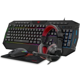 COMBO GAMER 4 EN 1 TECLADO MOUSE AURICULARES PAD LUZ LED RGB GAME NOTE HAVIT KB501CM