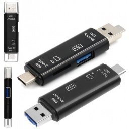 ADAPTADOR LECTOR TIPO C 3.1 A USB 2.0 MICRO USB / SD TARJETA MEMORIA OTG USB-C