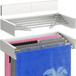 TENDEDERO METAL EXTENSIBLE PLEGABLE TENDER INVISIBLE DE PARED 1 METRO X 50CM CON 5 CUERDAS