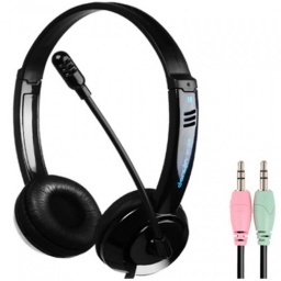 AURICULARES STEREO CON MICROFONO Y DOBLE JACK 3.5 MM MIC EAR INDEPENDIENTE VINCHA PC