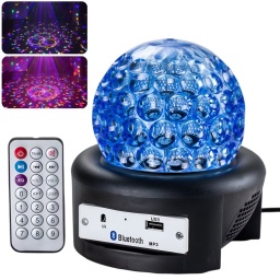 BOLA GIRATORIA DE LUZ LED COLORES RGB LUCES FIESTAS ESFERA DISCOTECA CON CONTROL PARLANTE BLUETOOTH