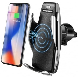 SOPORTE DE CELULAR PARA AUTO CARGA INALAMBRICA QI APERTURA CIERRE AUTOMATICO MOTORIZADO AIRE
