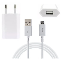 CARGADOR 1A USB PARED + CABLE MICRO USB SAMSUNG, NOKIA, SONY