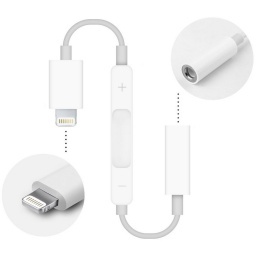 CABLE ADAPTADOR IPHONE LIGHTNING A JACK SPICA AURICULARES CON CONTROL DE VOLUMEN