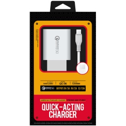 CARGADOR DE PARED QC 3.0 CARGA RAPIDA QUICK CHARGER + CABLE USB-C TIPO C COMBO ESK