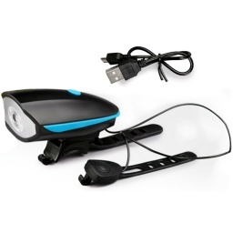 FAROL LUZ LED DELANTERA CON BOTON DE BOCINA TIMBRE BICICLETA RECARGABLE USB