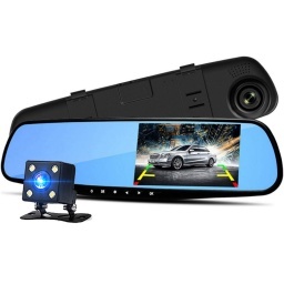 ESPEJO RETROVISOR AUTO CON CAMARA TRASERA Y DELANTERA Y PANTALLA 4.3''