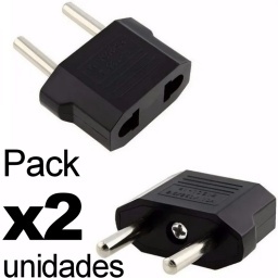 PACK X2 ADAPTADOR FICHA AMERICANA 2 PATAS CHATAS A REDONDAS ECONOMICO