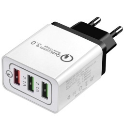 CARGADOR DE PARED USB QC 3.0 CARGA RAPIDA 3 PUERTOS QUICK CHARGER PREMIUM TRIPLE