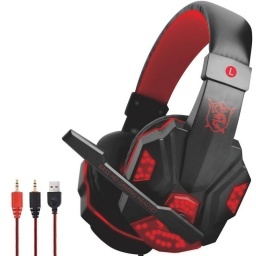 AURICULARES GAMER PARA PC USB BASS MIC LEDS DOBLE PLUG JACK 3.5MM