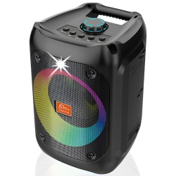 CAJA PARLANTE BLUETOOTH 4" 8W CON ANILLO LUCES LED USB TARJETA DE MEMORIA SING-E ZQS14105