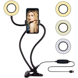 LUZ LED SELFIE ANILLO + SOPORTE CELULAR FOTO ARO LUZ MAQUILLAJE VIDEOS ZOOM YOUTUBERS