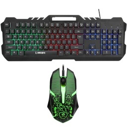 COMBO TECLADO Y MOUSE GAMER LUCES LED RGB CABLEADO USB (INGLES) METAL STORM T21