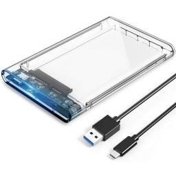 GABINETE EXTERNO 2.5 TRANSPARENTE DISCO DURO SATA USB 3.1 A USB-C O TIPO C