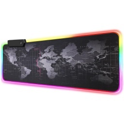 PAD GAMER MAPA MUNDO TECLADO Y MOUSE LUZ LED COLORES O ALFOMBRA RGB 79 X 30CM