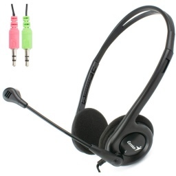 VINCHA AURICULARES GENIUS PARA PC HEADSET HS-200C DOBLE JACK 3.5MM MIC AUX