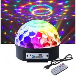 MEDIA BOLA LUCES GIRATORIA PARLANTE LUZ LED COLORES AUDIORITMICA BLUETOOTH +CONTROL DISCOTECA FIESTA