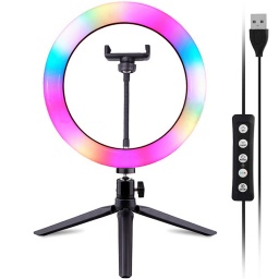 ARO LUZ LED SELFIE ANILLO DE 26CM RGB + CONTROL + TRIPODE VIDEOS SELFIES YOUTUBERS TIKTOK