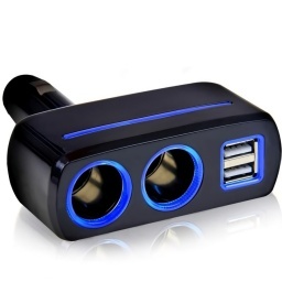 CARGADOR DERIVADOR SPLIT 12V AUTO AL ENCENDEDOR+ 2 DOBLE USB