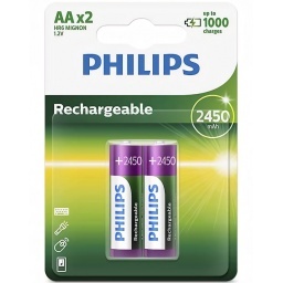 PILAS RECARGABLES AA PACK X2 2450 MAH PHILIPS ( 2 UNIDADES )